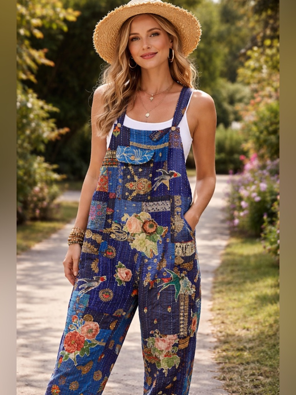 Kantha Karma Patchwork Overalls - Picture 1 of 14